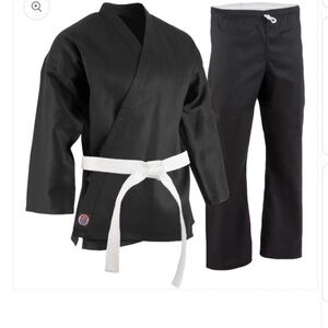 Black Martial Arts Uniform with White Belt